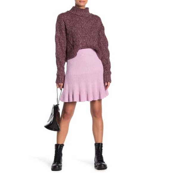 Free People Knit Ruffle Mini Skirt in new orchid M - Picture 5 of 9